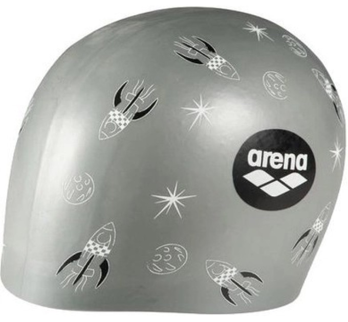 Шапка для плавання Arena POOLISH MOULDED ракети, срібло Уні OSFM 1E774-211