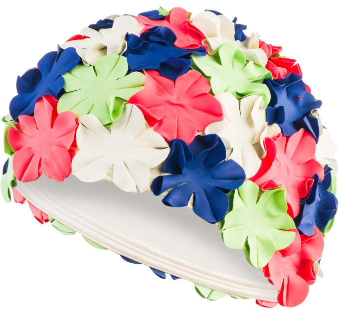 Шапка для плавання Aqua Speed BLOOM 5704 Біла, Зелена, Рожева, Темно-Синя (5908217657046)