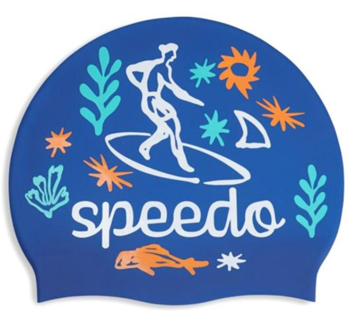 Шапка для плавання Speedo SLOGAN PRT CAP JU/JF/JM синій Діт OSFM 8-0838616700