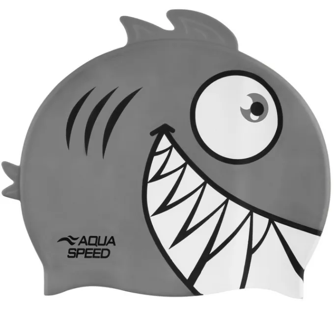 Шапочка для плавання Aqua Speed ZOO Pirana 9701 Піранья дитяча Сірий OSFM (246-26)