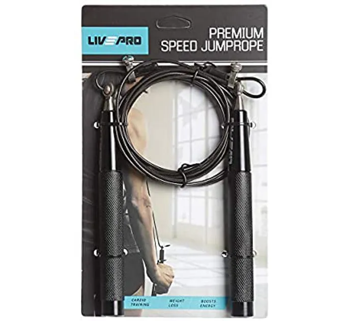 Скакалка швидкісна з обваженням SPEED JUMPROPE Чорний 300гр (LP8283H)