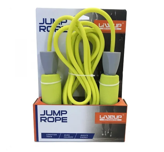 Скакалка PVC FOAM HANDLE JUMP ROPE Жовтий 275x0.6см (LS3118)