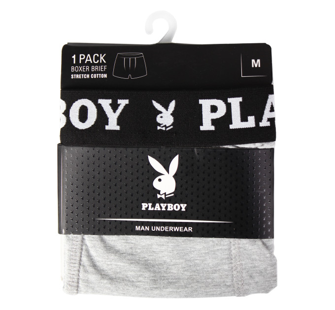 Труси-боксери Playboy Men's Underwear Classic 1-pack L grey ANNYA-0203