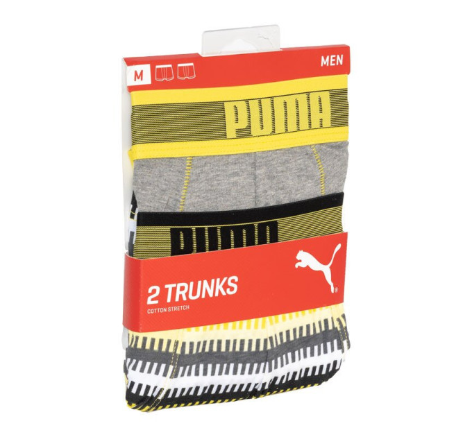 Труси-боксери Puma Worldhood Stripe Trunk 2-pack M gray/yellow 501004001-020
